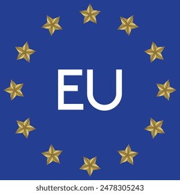 The wreath of stars of EU .European Union sign.Flag of Europe, European Union. Vector illustration 