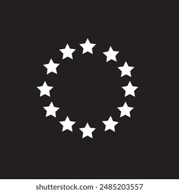 The wreath of stars of EU icon vector. Circle of gray stars or EU flag. European Union icon vector on white background. Vector illustration.