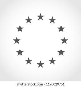 The wreath of stars of EU isolated. Vector illustration. Circle of gray stars or EU flag