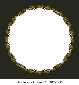 Wreath of stylized spruce branches on a black background.For postcards, invitations, brochures, business cards, restaurant menus.