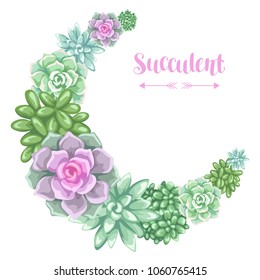 Wreath with succulents. Echeveria, Jade Plant and Donkey Tails.