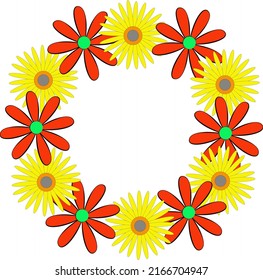 wreath of summer flowers.  plant pattern
