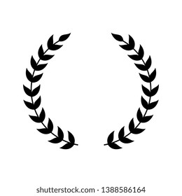 Wreath symbol for award emblem, silhouette of black laurel with two separate leaf branches. Victory frame for champion certificate or logo decoration, vector illustration isolated on white background