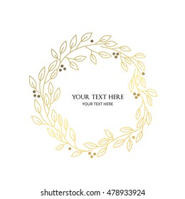 wreath with text, flowers, floral vector element.
