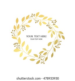 wreath with text, flowers, floral vector element.