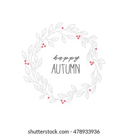 wreath with text, flowers, floral vector element.