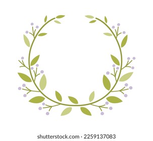Wreath of tree twigs flat icon. Vector illustration