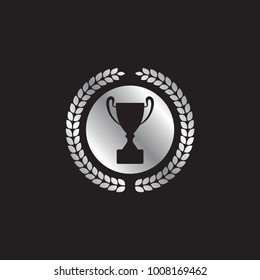 Wreath and trophy silver color vector design template