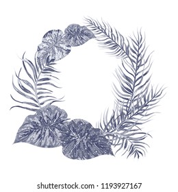 Wreath of tropical leaves.