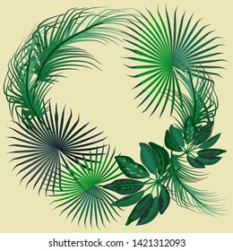 A wreath of tropical leaves.