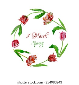 Wreath with tulips. Vector Illustration