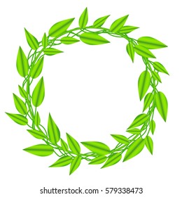 Wreath of twigs with leaves, vector design