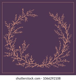 Wreath of twigs and leaves vector. Template for wedding invitations, holidays, birthdays, etc. with a place for your text.