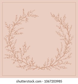 Wreath of twigs and leaves vector. Template for wedding invitations, holidays, birthdays, etc. with a place for your text.