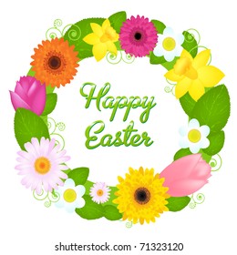 Wreath From Various Colors And Leaves, Vector Illustration