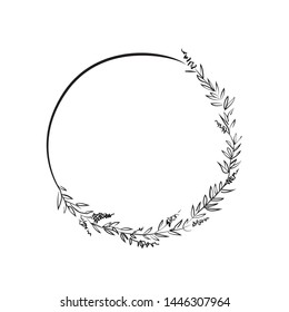wreath vector black and white, graphic. Frame, ornament, stylish image. design, invitation. Wedding, party, birthday.