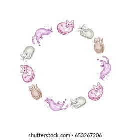 Wreath with vector cats.