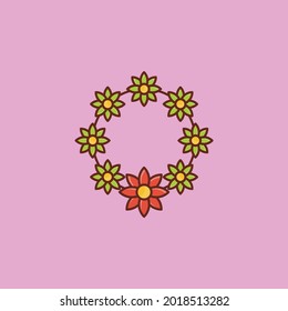 wreath vector flat color icon