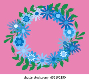 Wreath vector illustration made of flowers and herbs