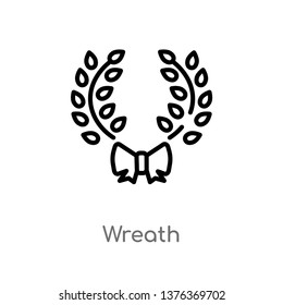 wreath vector line icon. Simple element illustration. wreath outline icon from summer concept. Can be used for web and mobile