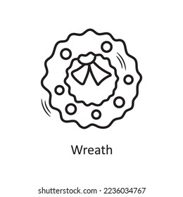 Wreath vector outline Icon Design illustration. Christmas Symbol on White background EPS 10 File