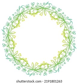 Wreath - vector spring decorative flowers in yellow-green colors.