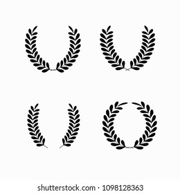 wreath of victory, laurel wreath vector, set sports badge, emblem of winner, vector image, black and white drawing, print, badge on clothes