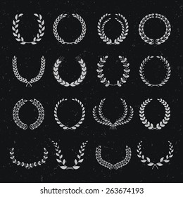 Wreath vintage elements on a black background.