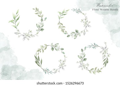 Wreath watercolor wedding frames multi purpose template design collection