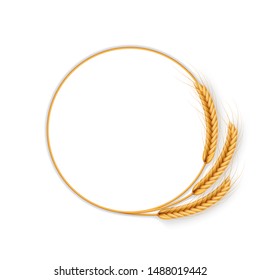 Wreath with wheat ears. Frame of spikelets. EPS 10