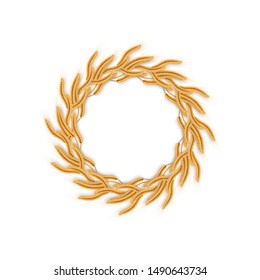 Wreath with wheat ears. Frame of spikelets. EPS 10