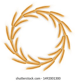 Wreath with wheat ears. Frame of spikelets. EPS 10