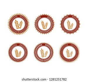 Wreath of wheat ears. Icons or logo design for bakery or bread and pastry products