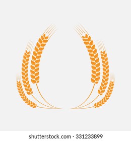 Wreath of wheat ears. Vector design elements