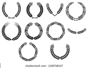 Wreath of wheat ears vector icons