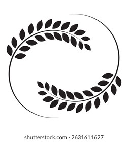 Wreath wheats ears icons and rice seed logo design elements set