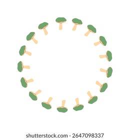 A wreath of wild porcini and mushrooms Botanical illustration. Vector illustration
