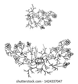 Wreath of wildflowers. Hand drawn.  Vector illustration.