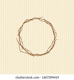 A wreath of willow branches. Easter pattern. Blank for easter design. Easter wreath.