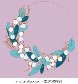Wreath woven from branches with berries