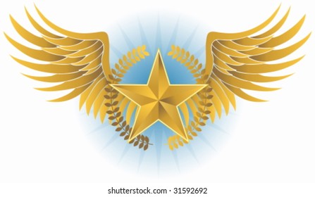 Wreathed Star Crest : Winged insignia object.