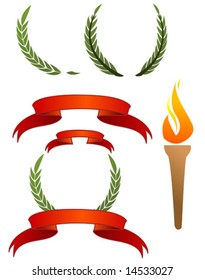 Wreaths with banners and torch