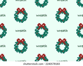 Wreaths cartoon character seamless pattern on green background