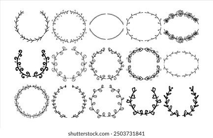 Wreaths Clip art, vector wreaths, hand drawn set