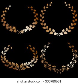 Wreaths of different types of leaves