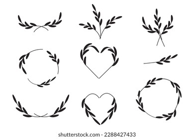 Wreaths elements in vintage style. Laurel wreath. Graphic element. Vector illustration.