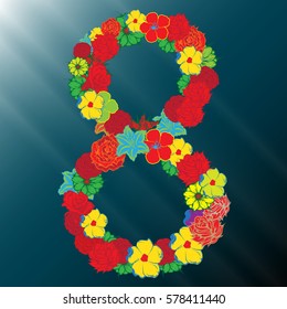 Wreaths of flowers. Floral  pattern. Spring background. Vector illustrations 