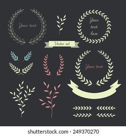 Wreaths and laurels set. Vector.