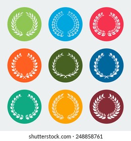 Wreaths, laurels vector icon set