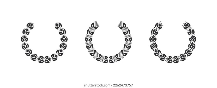 Wreaths. Modern wreath foliate. Wreath victory icons. Design elements. Vector illustration